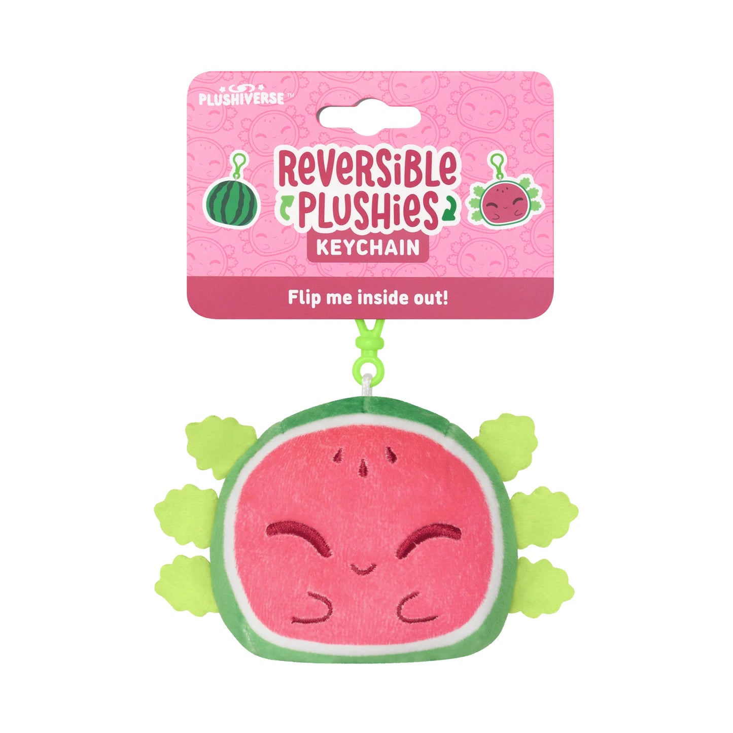 TeeTurtle Plushiverse Watermelon Axolotl Reversible Keychain