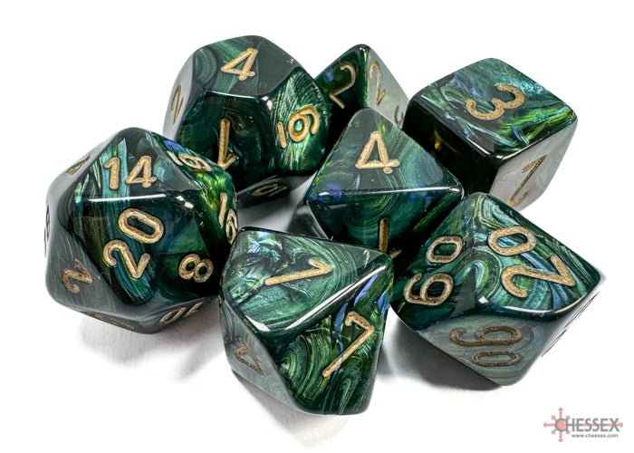 Chessex 7-Die Set - Scarab - Jade/Gold