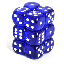 Chessex 16MM D6 Dice - Translucent - Blue/White