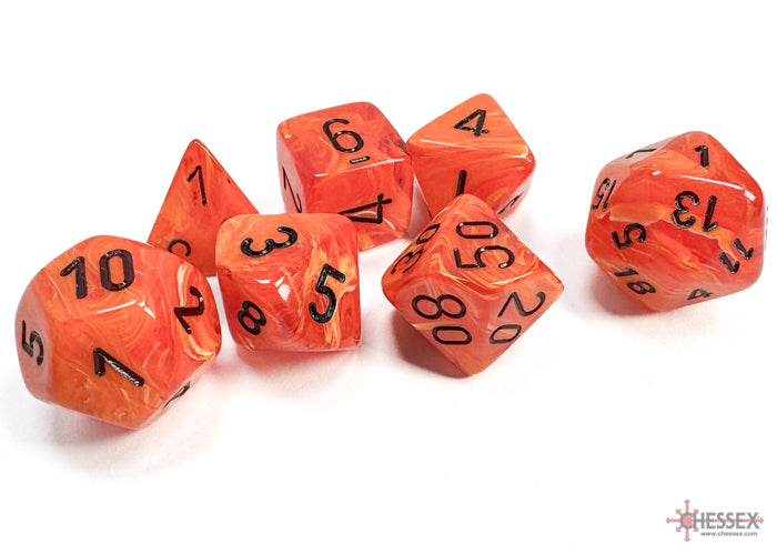 Chessex 7-Die Set - Vortex - Orange/Black