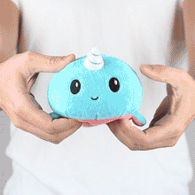 TeeTurtle Reversible Narwhal Plushie (Pink + Aqua)