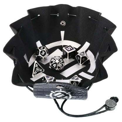 Enhance 7-Set Metal With Enamel Dice Set with Drawstring Pouch