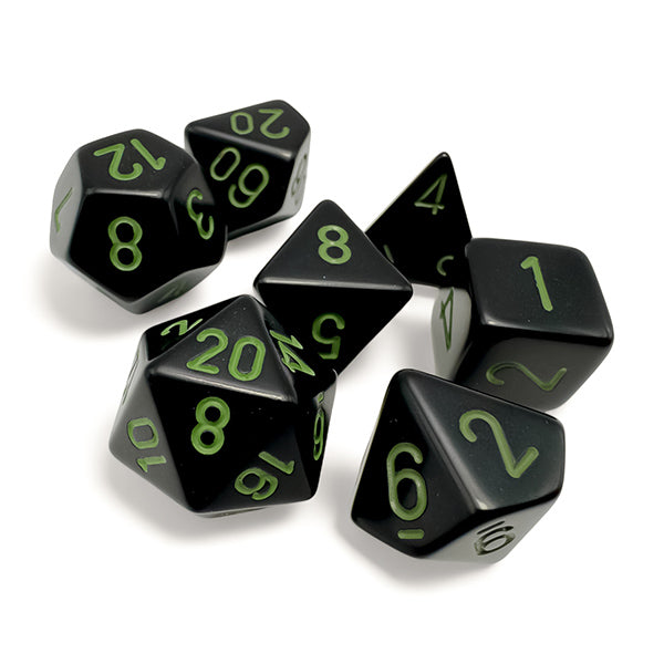 Chessex 7-Die Set - Opaque - Black/Green