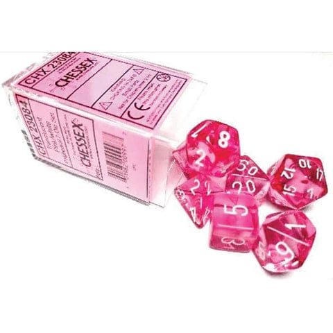 Chessex 7-Die Set - Translucent - Pink/White