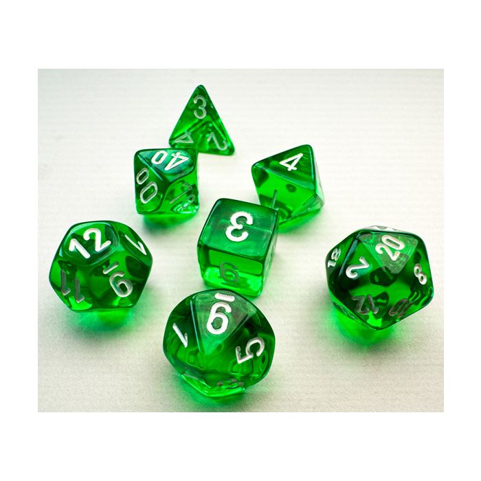 Chessex MINI 7-Die Set - Translucent - Green/White