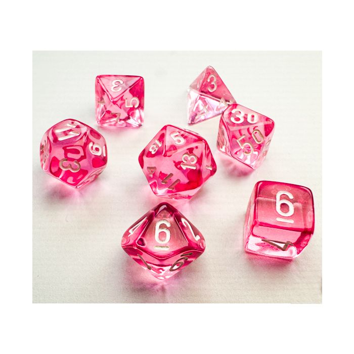 Chessex MINI 7-Die Set - Translucent - Pink/White