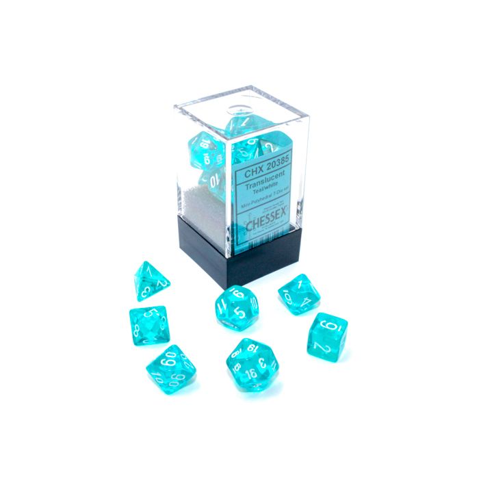 Chessex MINI 7-Die Set - Translucent - Teal/White