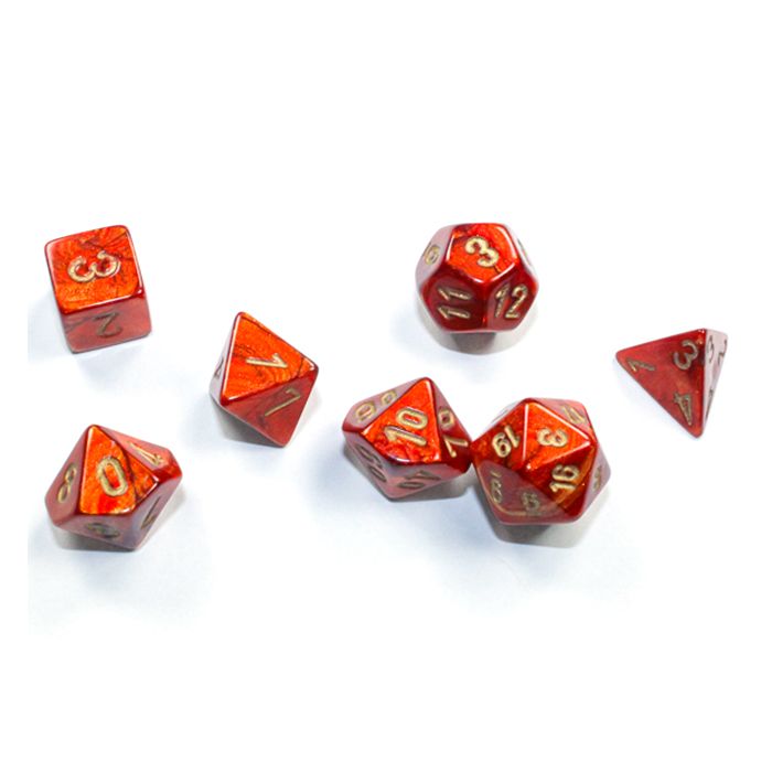 Chessex MINI 7-Die Set - Scarab - Scarlet/Gold