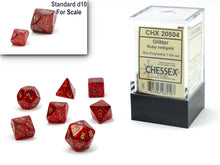 Chessex MINI 7-Die Set - Glitter - Ruby Red/Gold