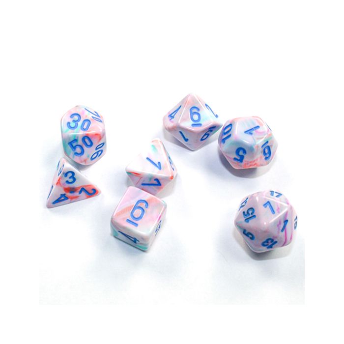 Chessex MINI 7-Die Set - Festive - Pop Art/Blue