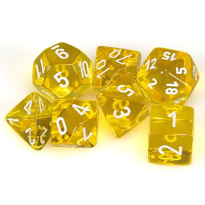 Chessex 7-Die Set - Translucent - Yellow/White