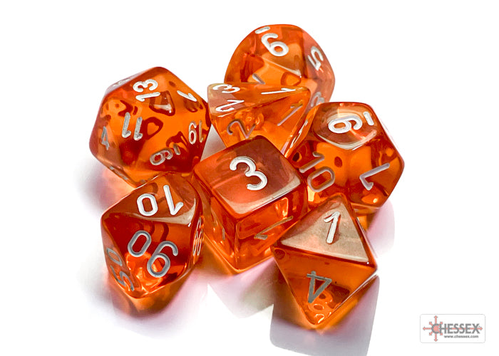 Chessex 7-Die Set - Translucent - Orange/White