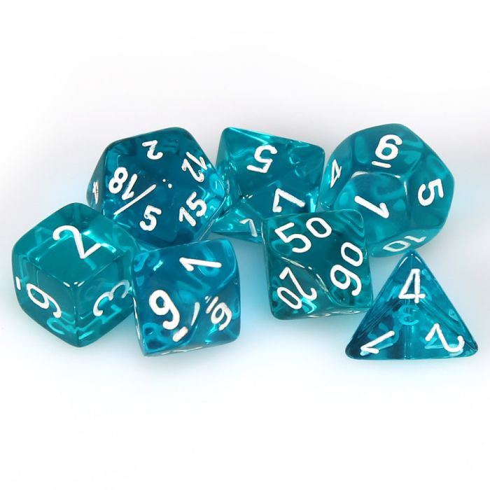 Chessex 7-Die Set - Translucent - Teal/White