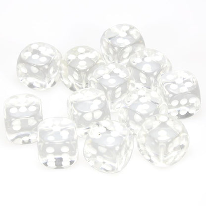 Chessex 16MM D6 Dice - Translucent - Clear/White