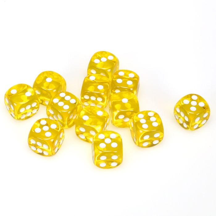 Chessex 16MM D6 Dice - Translucent - Yellow/White