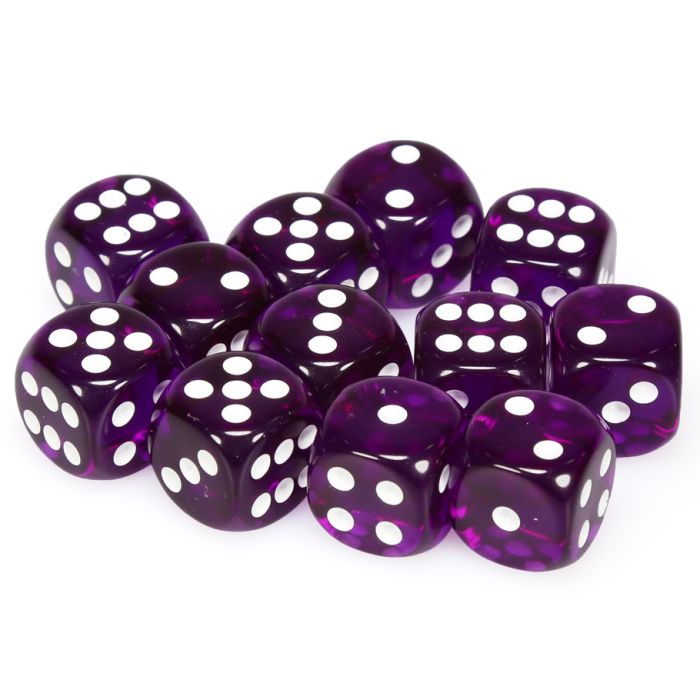 Chessex 16MM D6 Dice - Translucent - Purple/White