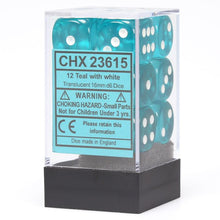 Chessex 16MM D6 Dice - Translucent - Teal/White