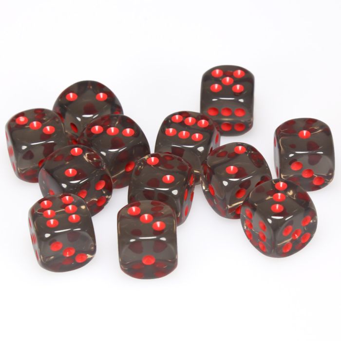 Chessex 16MM D6 Dice - Translucent - Smoke/Red