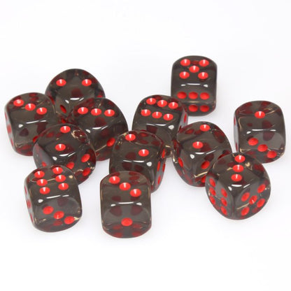 Chessex 16MM D6 Dice - Translucent - Smoke/Red