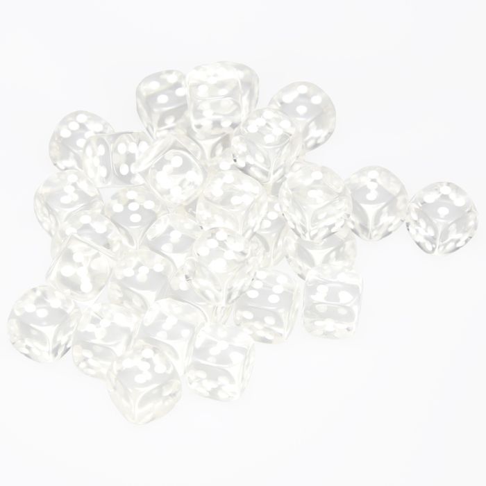 Chessex 12MM D6 Dice - Translucent - Clear/White