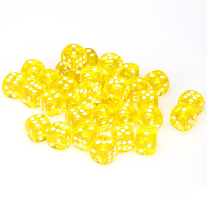 Chessex 12MM D6 Dice - Translucent - Yellow/White