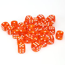 Chessex 12MM D6 Dice - Translucent - Orange/White