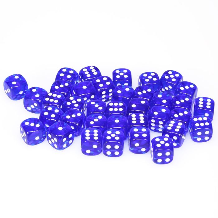 Chessex 12MM D6 Dice - Translucent - Blue/White