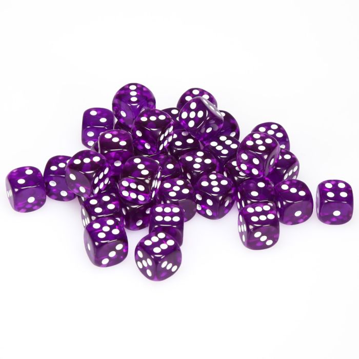 Chessex 12MM D6 Dice - Translucent - Purple/White