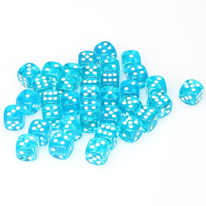 Chessex 12MM D6 Dice - Translucent - Teal/White