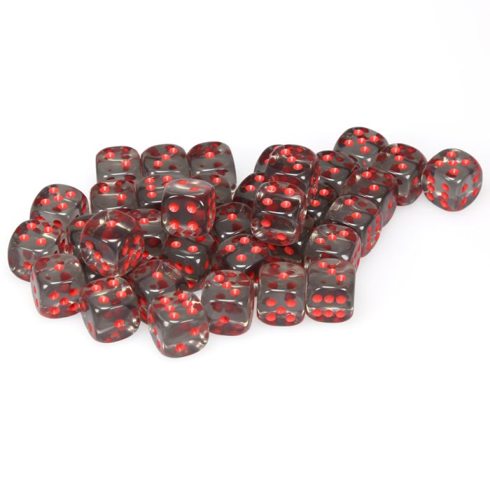 Chessex 12MM D6 Dice - Translucent - Smoke/Red