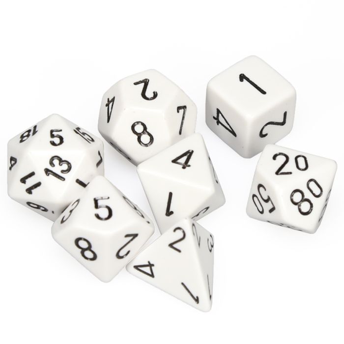 Chessex 7-Die Set - Opaque - White/Black