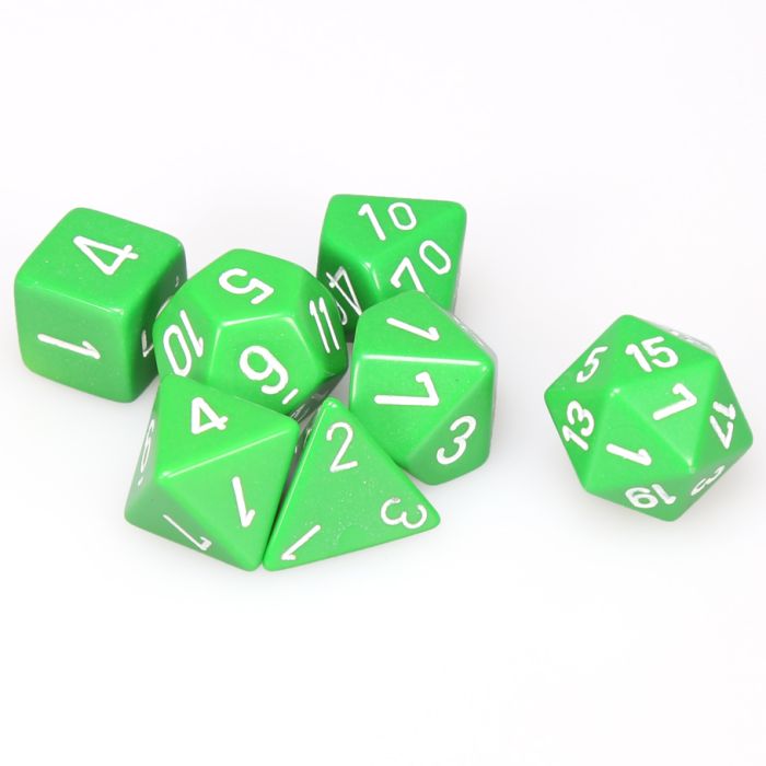 Chessex 7-Die Set - Opaque - Green/White