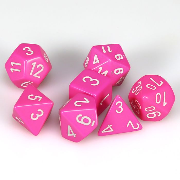 Chessex 7-Die Set - Opaque  - Pink/White