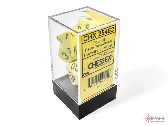 Chessex 7-Die set - Opaque - Pastel Yellow/Black