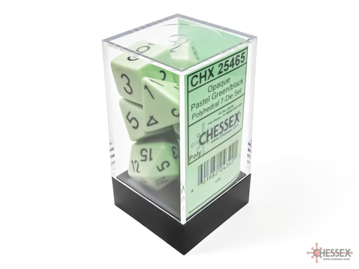 Chessex 7-Die set - Opaque - Pastel Green / Black