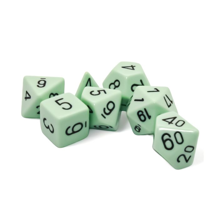 Chessex 7-Die Set - Opaque - Pastel Green/Black