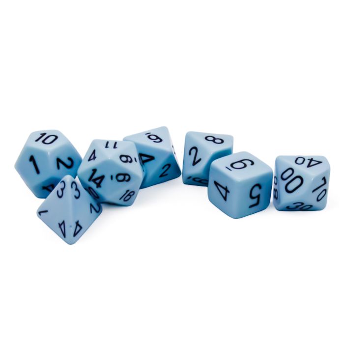 Chessex 7-Die Set - Opaque - Pastel Blue/Black