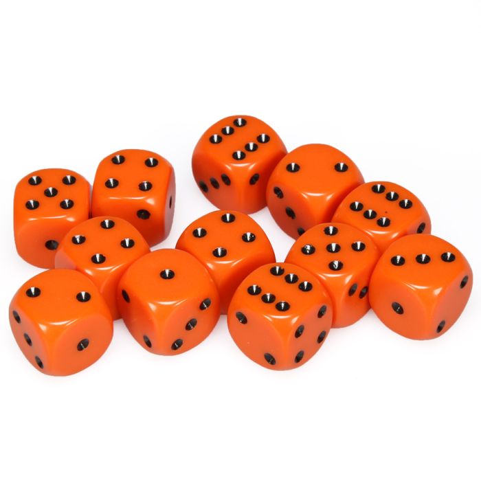 Chessex 16MM D6 Dice - Opaque - Orange/Black