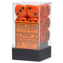 Chessex 16MM D6 Dice - Opaque - Orange/Black