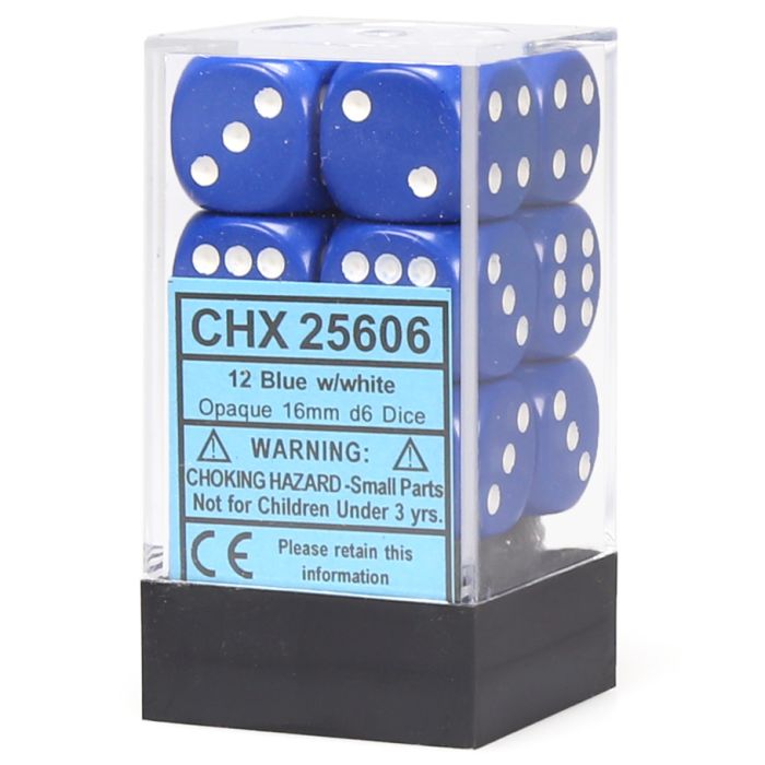 Chessex 16MM D6 Dice - Opaque - Blue/White