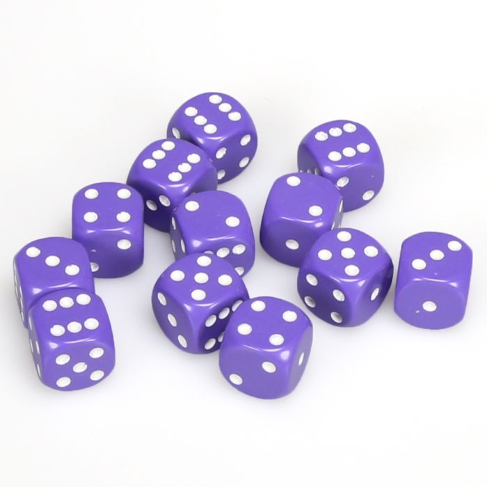 Chessex 16MM D6 Dice - Opaque - Purple/White