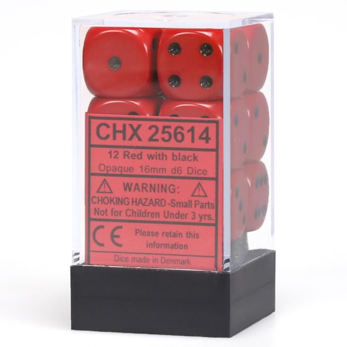 Chessex 16MM D6 Dice - Opaque - Red/Black