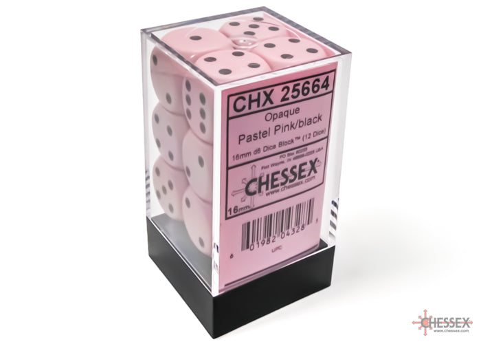 Chessex 16MM D6 Dice - Opaque - Pastel Pink/Black