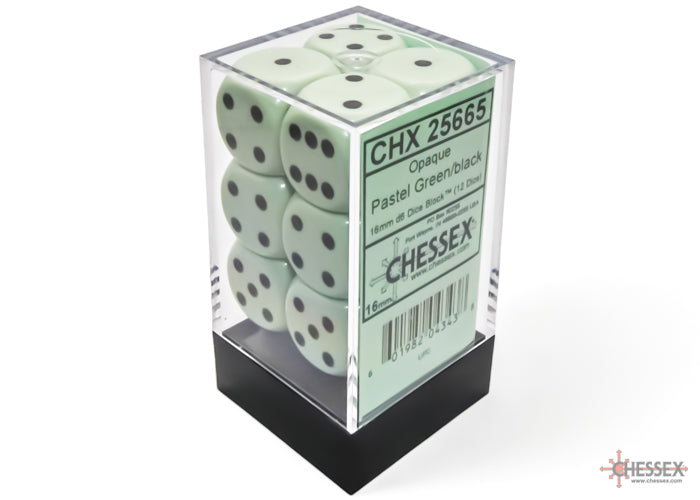Chessex 16MM D6 Dice - Opaque - Pastel Green/Black