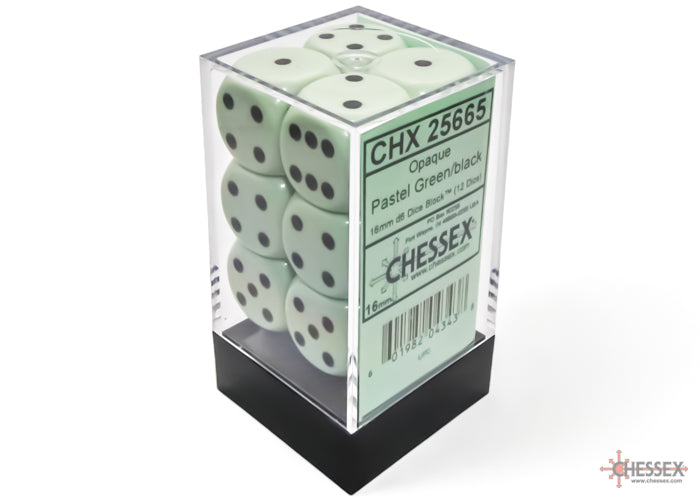 Chessex 16MM D6 Dice - Opaque - Pastel Green / Black