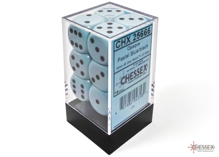 Chessex 16MM D6 Dice - Opaque - Pastel Blue / Black