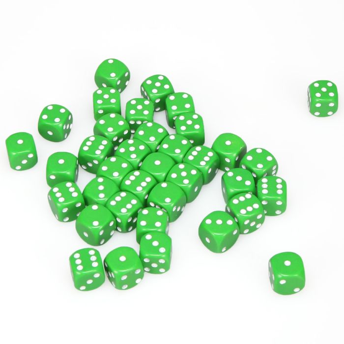 Chessex 12MM D6 Dice - Opaque - Green/White