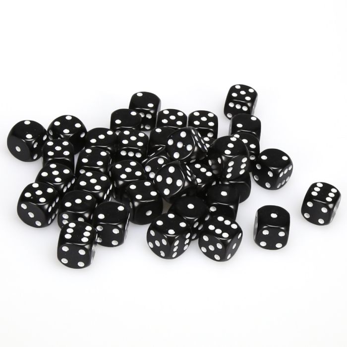 Chessex 12MM D6 Dice - Opaque - Black/White