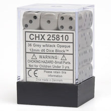 Chessex 12MM D6 Dice - Opaque  - Dark Grey/Black