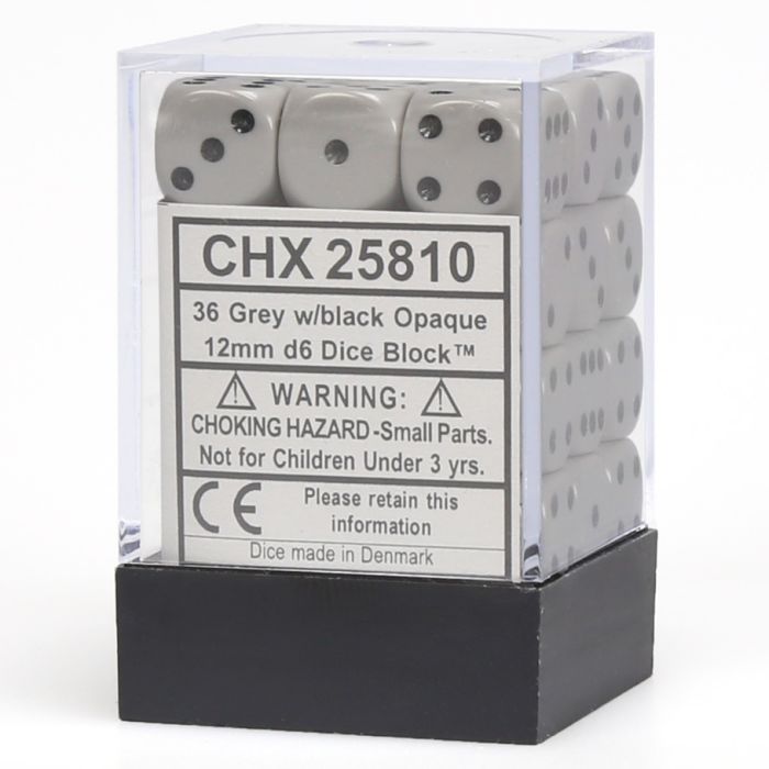 Chessex 12MM D6 Dice - Opaque  - Dark Grey/Black